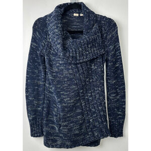 Anthropologie Yellow Bird Sweater Wrap Cardigan Womens Size S Blue SnapNeck